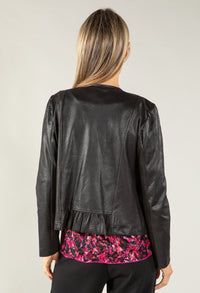 Vintage Leather Frill Detail Jacket