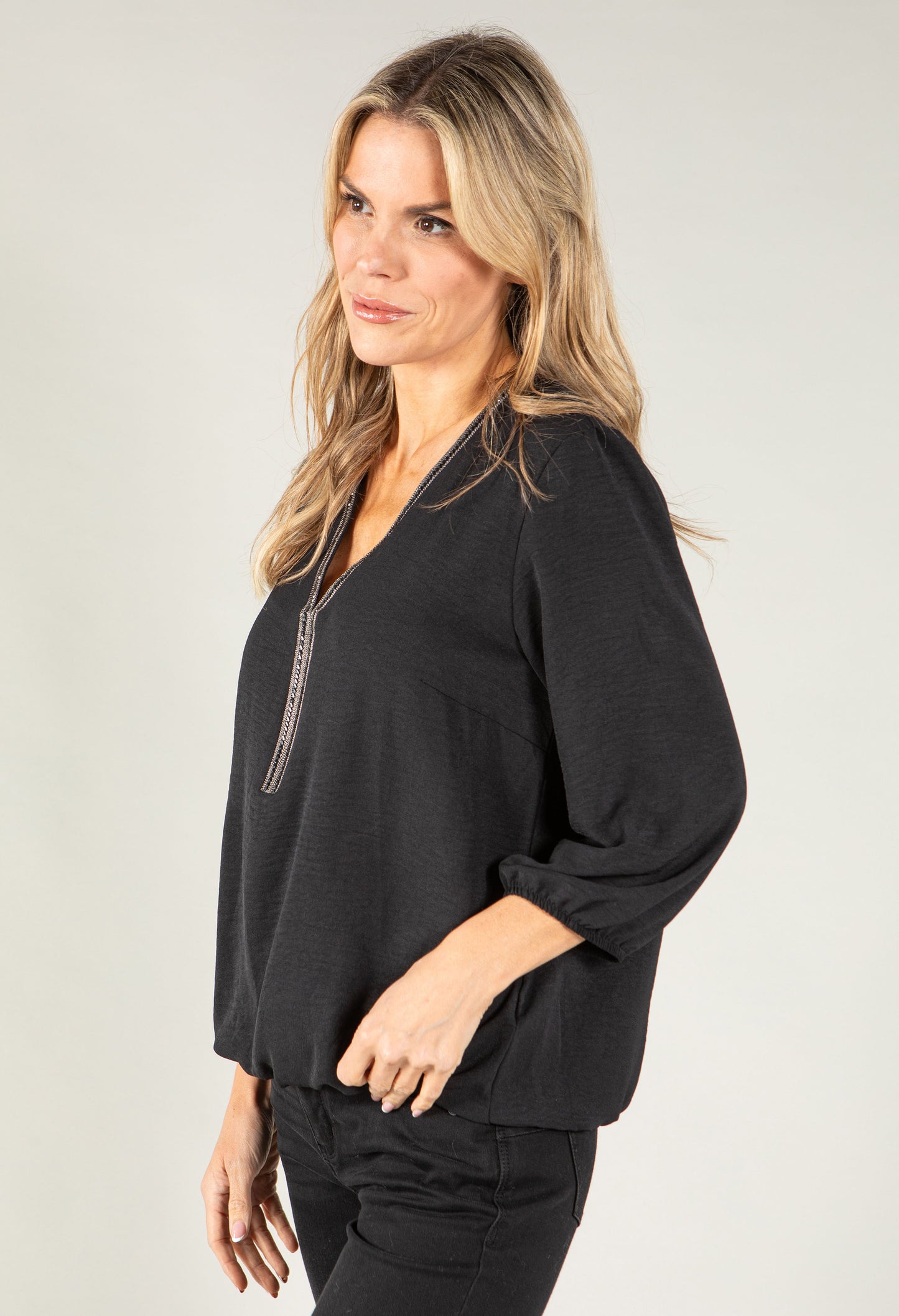 Diamante Detailed Neckline Top