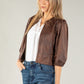 Vintage Leather Puff Sleeve Jacket