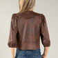 Vintage Leather Puff Sleeve Jacket