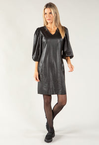 Vintage Leather V Neck Dress