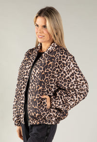 Leopard Print Cropped Quilted Jacket