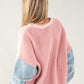 Denim Sleeve Chunky Knit