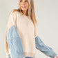 Denim Sleeve Chunky Knit