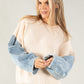 Denim Sleeve Chunky Knit