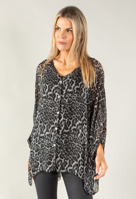 Leopard Print Silk Shirt