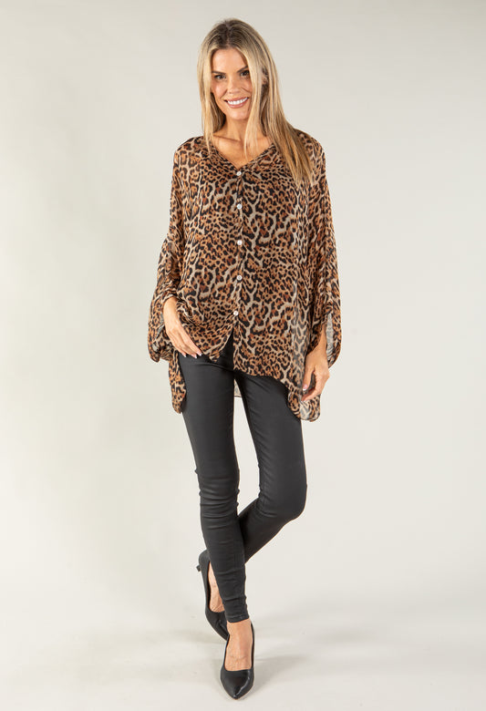 Leopard Print Silk Shirt