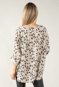 Leopard Print Crinkle Effect Top