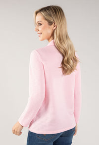 Waffle Textured Polo Neck Top