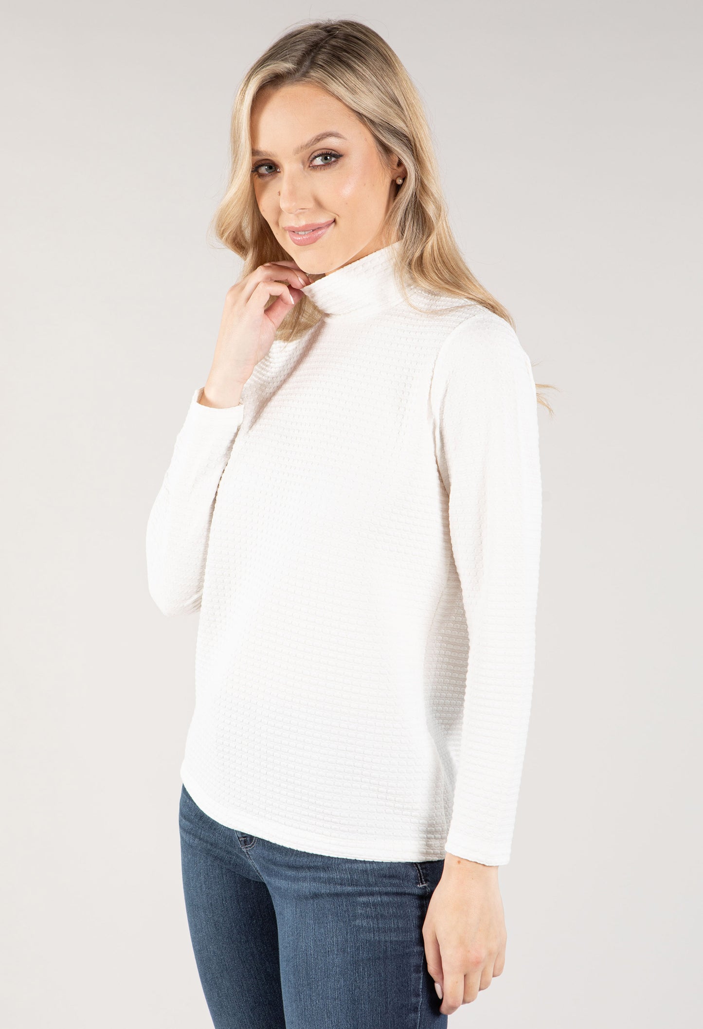 Textured High Neckline Top