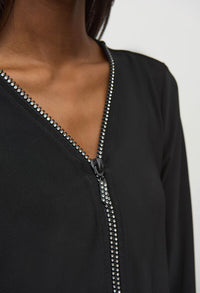 Embellished Zip Closure Blouse