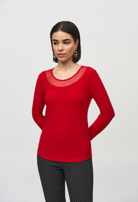 Mesh Round Neck Long Sleeve Top