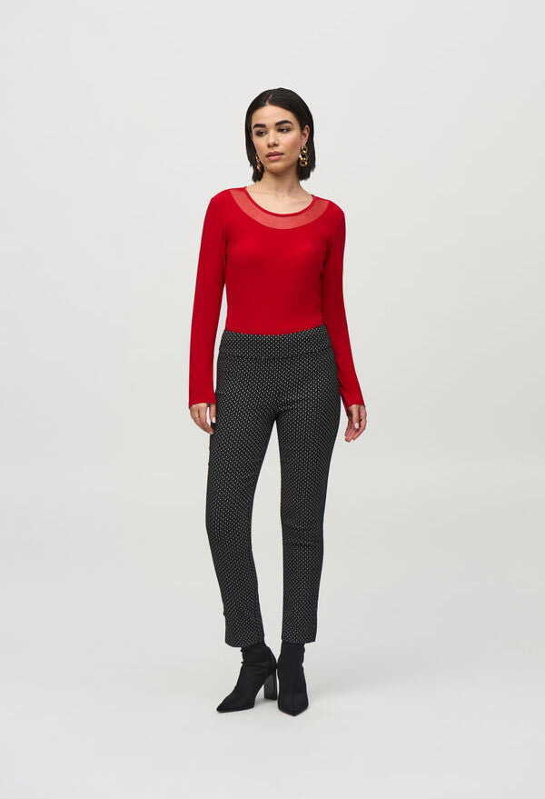 Mesh Round Neck Long Sleeve Top