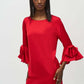 Satin Ruffle Sleeve Straight Dress