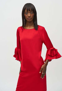 Satin Ruffle Sleeve Straight Dress