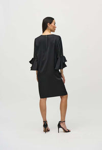 Satin Ruffle Sleeve Straight Dress