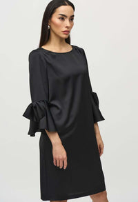 Satin Ruffle Sleeve Straight Dress