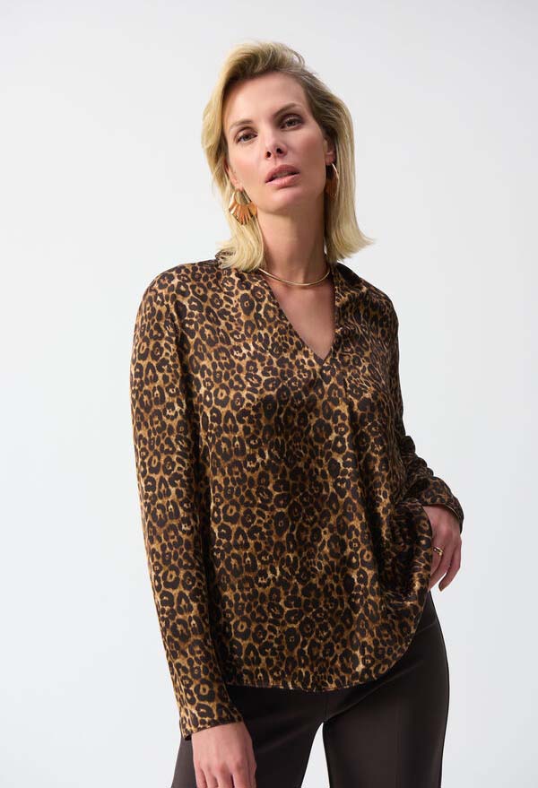 V-neck Animal Print Top