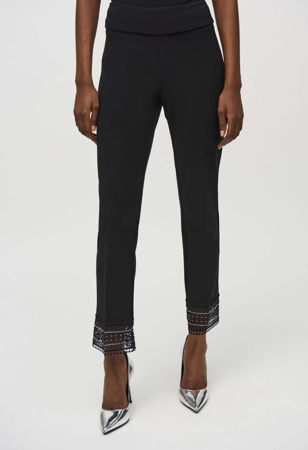 Slim Ankle-length Trousers With Jewels And Lace Trim