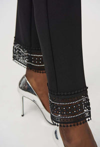 Slim Ankle-length Trousers With Jewels And Lace Trim