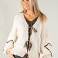 Leo Print Tie Front Knit Cardi