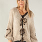 Leo Print Tie Front Knit Cardi