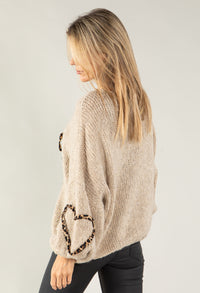 Leo Print Tie Front Knit Cardi