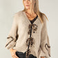 Leo Print Tie Front Knit Cardi