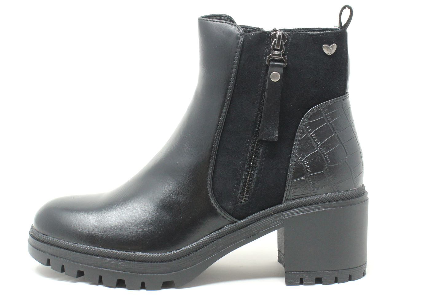 Croc Detail Heeled Ankle Boot