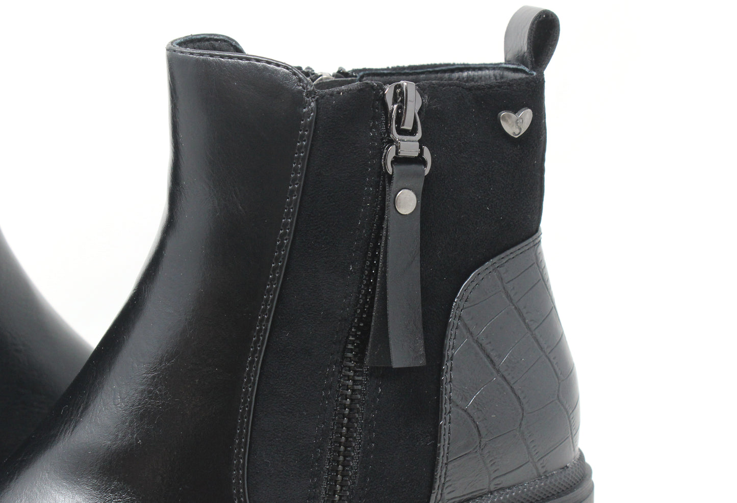 Croc Detail Heeled Ankle Boot