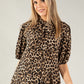 Leopard Print Tie Neck Blouse