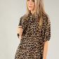 Leopard Print Tie Neck Blouse