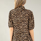 Leopard Print Tie Neck Blouse