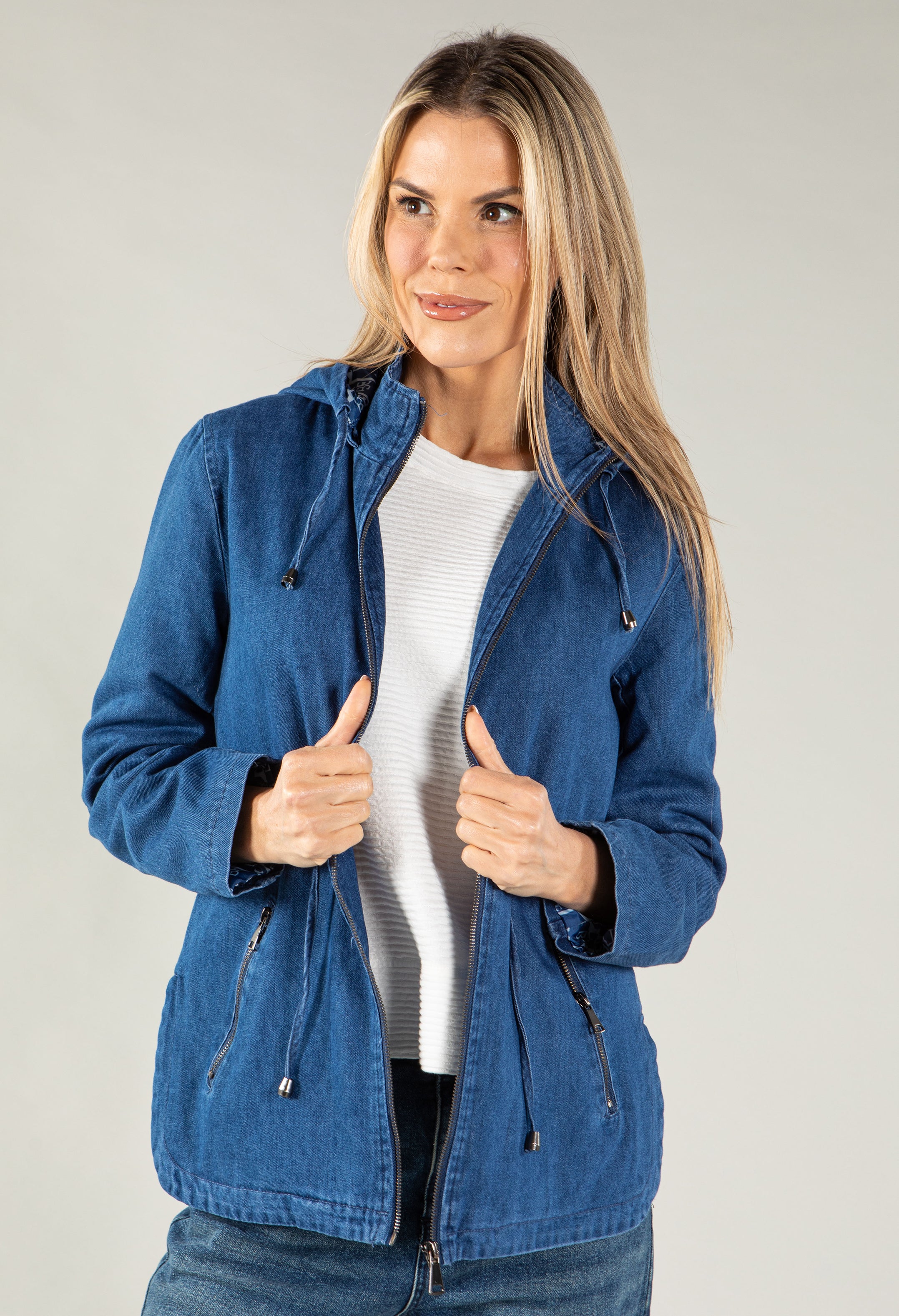 Denim zip up jacket best sale