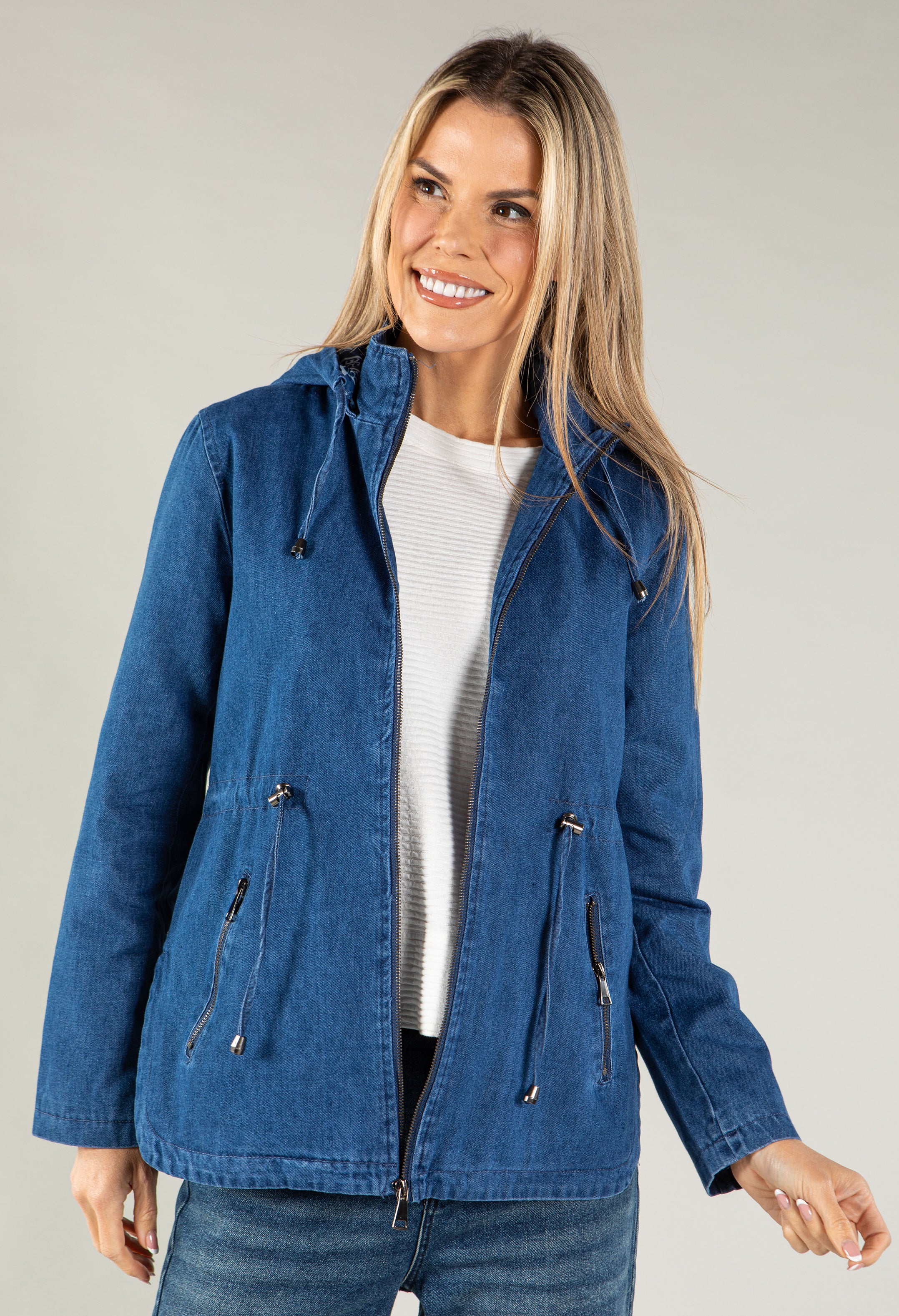 Revamped store Outerwear Women's Sz. M Midi Sherpa Lined Light Wash Denim Jacket