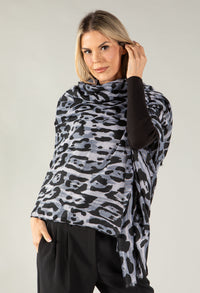 Leopard Print Scarf with Foil Detailing