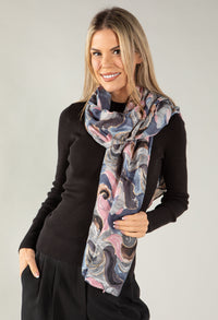 Swirl Print Foil Scarf