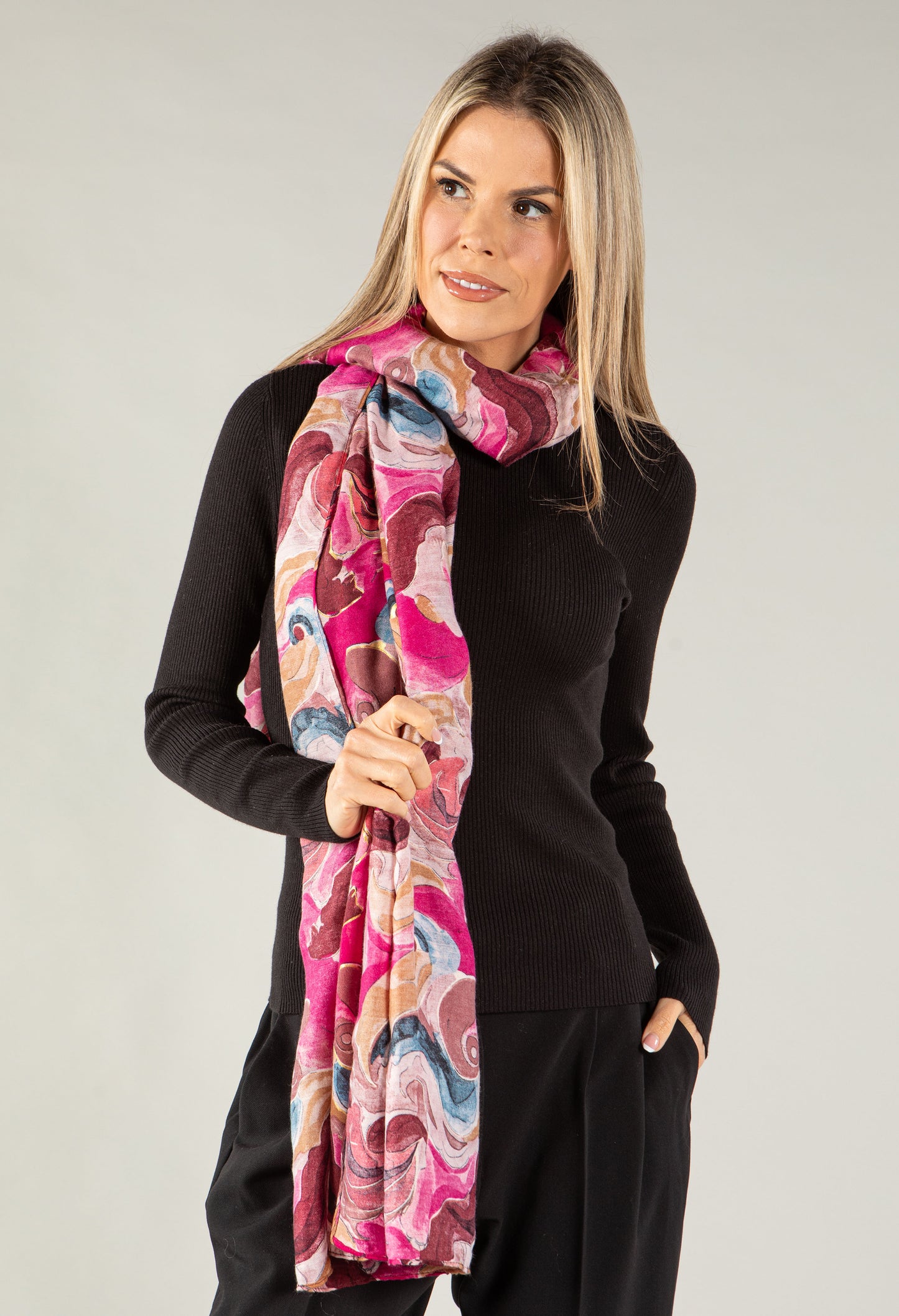 Swirl Print Foil Scarf