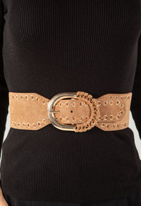 Faux Suede Chain Adjustable Waist Belt