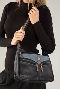 Multi Pocket Faux Leather Cross Body Bag