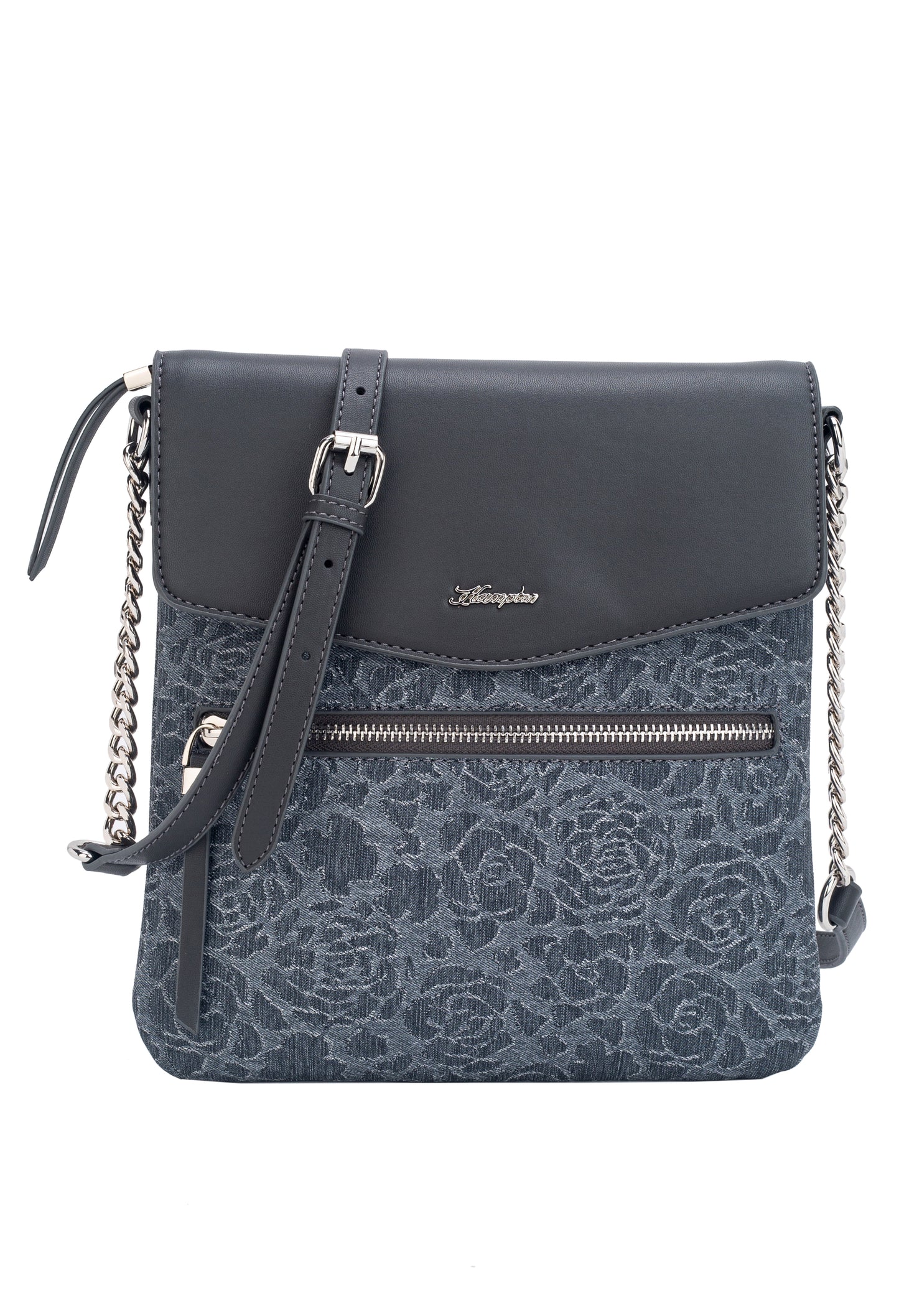 Faux Leather Floral Cross Body Bag