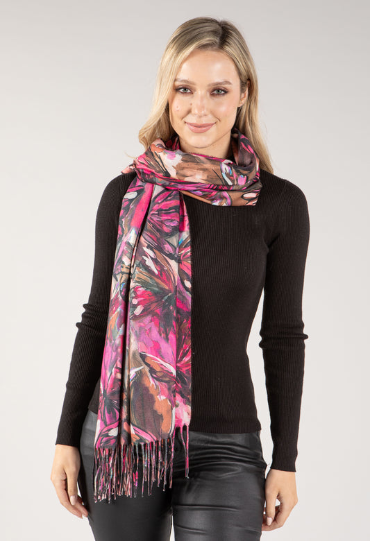 Artistic Floral Print Scarf