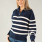 Half Zip Relaxed Stripe Jumper