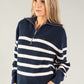 Half Zip Relaxed Stripe Jumper