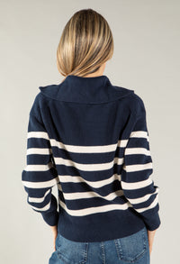 Half Zip Relaxed Stripe Jumper