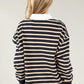 Stripe Gold Button Polo Sweatshirt