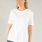 Boat Neck Button Shoulder T-Shirt