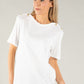 Boat Neck Button Shoulder T-Shirt