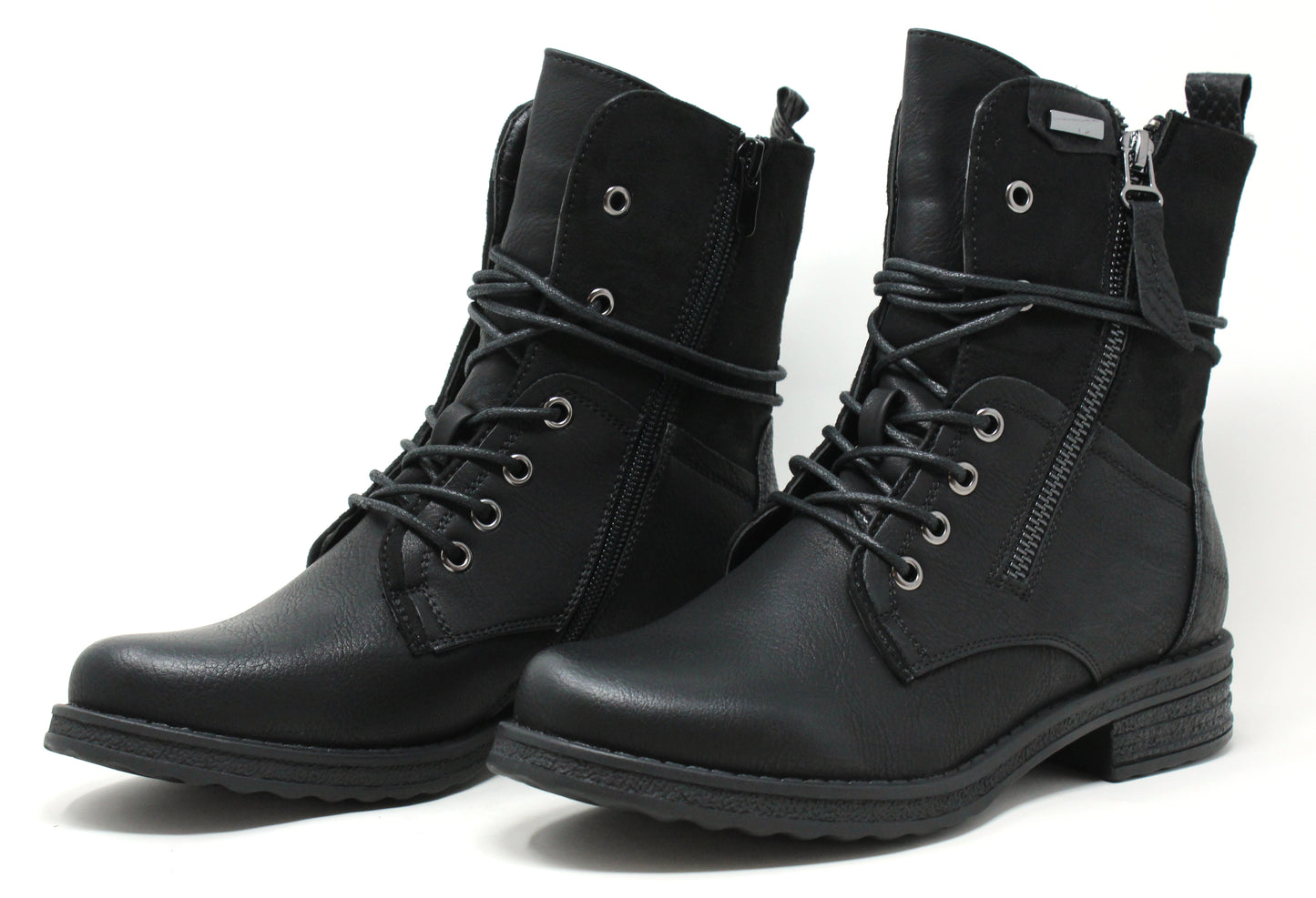 Lace Up Faux Leather Boots