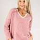 Cord Embellished V Neck Sweatshirt